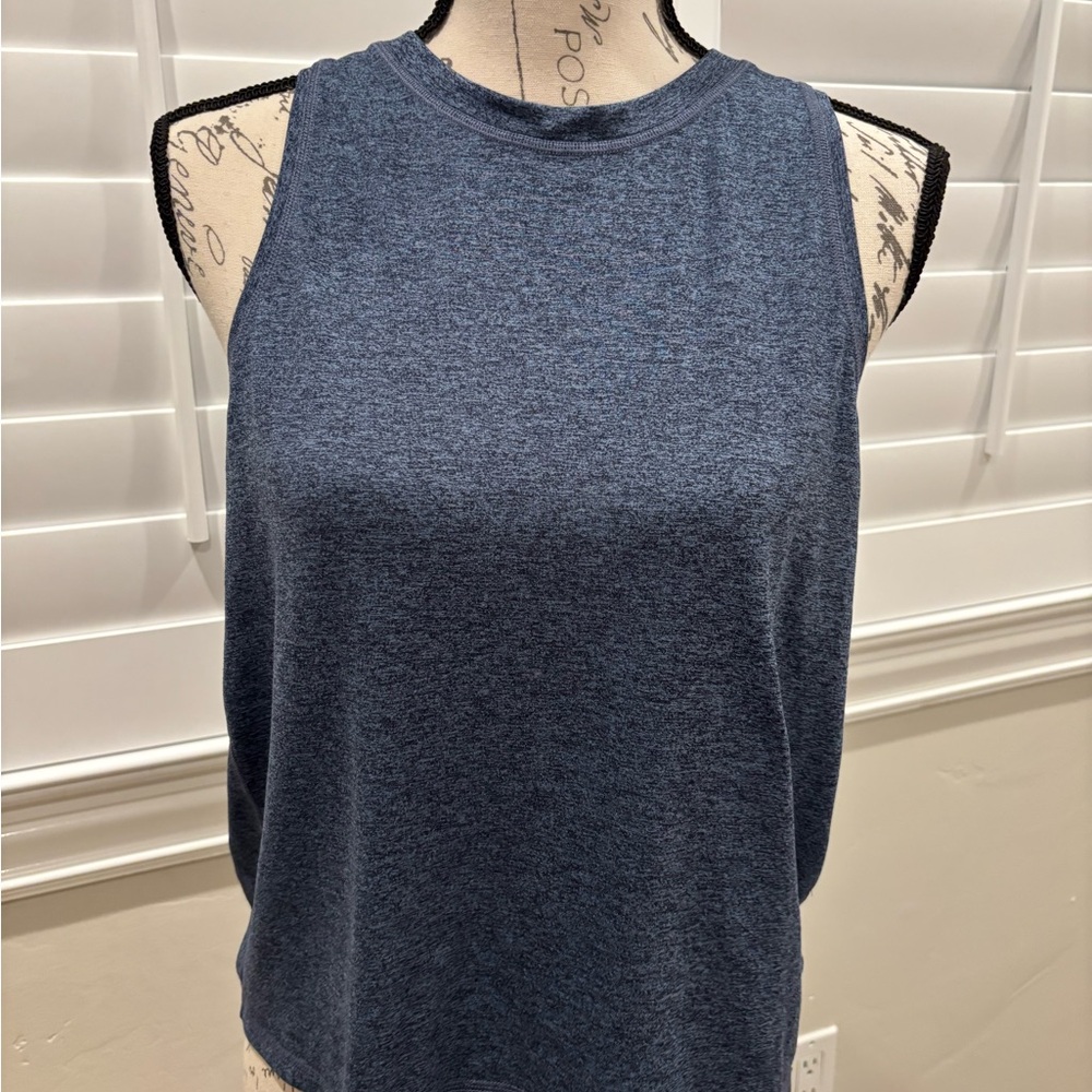 Athleta Heathered Navy Sleeveless Crewneck Tank